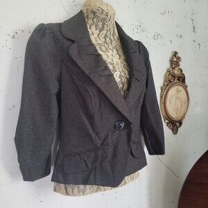 My Michelle Women's Academia Teacher Ruched & Pleated Crop Button Blazer Small